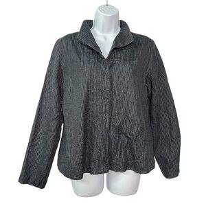 Eileen Fisher jacket S small 100% Silk Charcoal dark gray Lining Pockets Womens